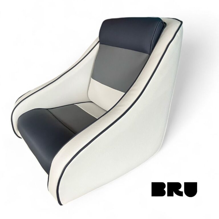 Re-upholstered boat helm seat